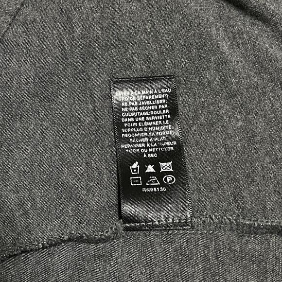 Lafayette 148 Rila Satin Trim Tee Size S Dark Gray Metallic Keyhole Long Sleeves - Picture 9 of 10